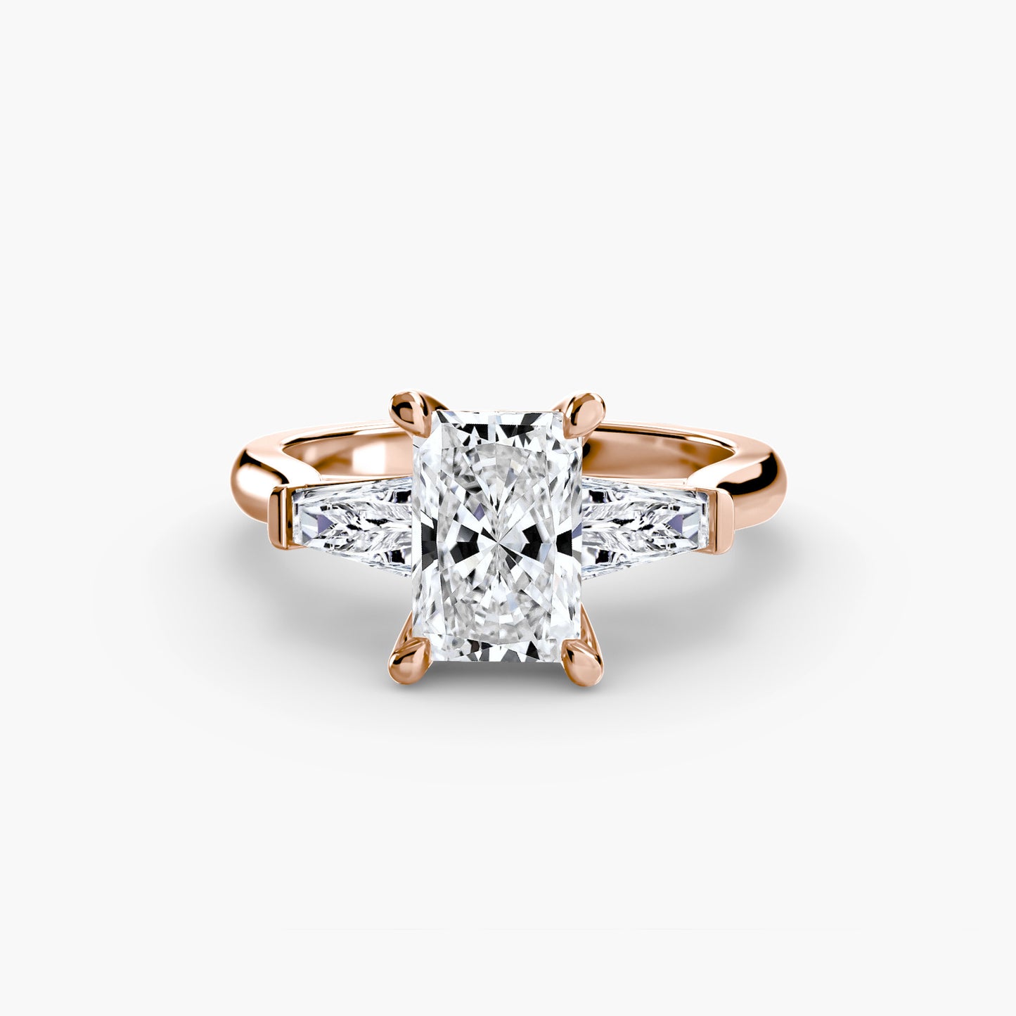 Bague trois pierres (pierres latérales baguette) 2