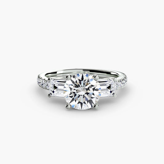 Bague trois pierres avec anneau pavé 4