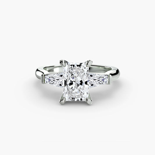 Bague trois pierres (pierres latérales baguette) 2