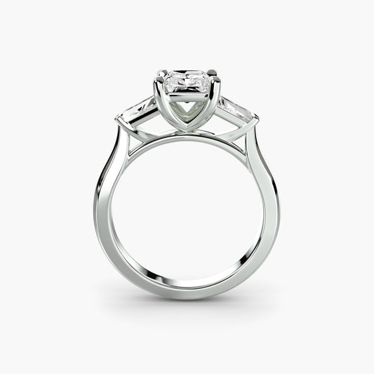 Bague trois pierres (pierres latérales baguette) 2