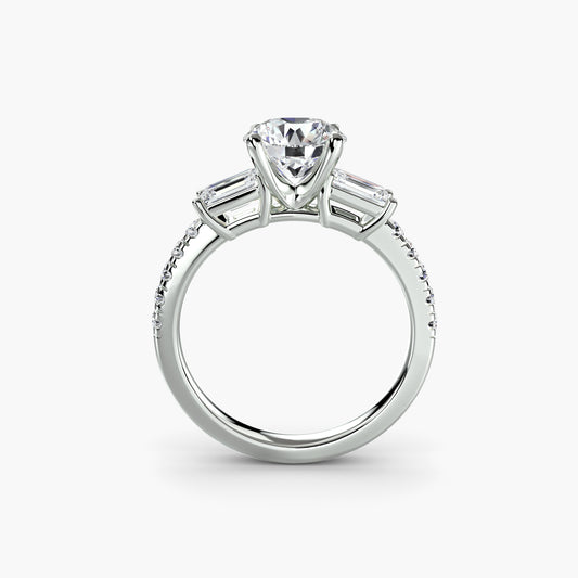 Bague trois pierres avec anneau pavé 4